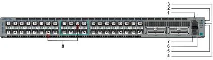 Front panel of Arista DCS-7280SRM-40CX2 7280R 1RU data-center switch/router