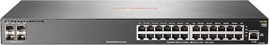 Front panel of HP Aruba JL253A HPE Aruba Networking 2930F 24G 4SFP+
